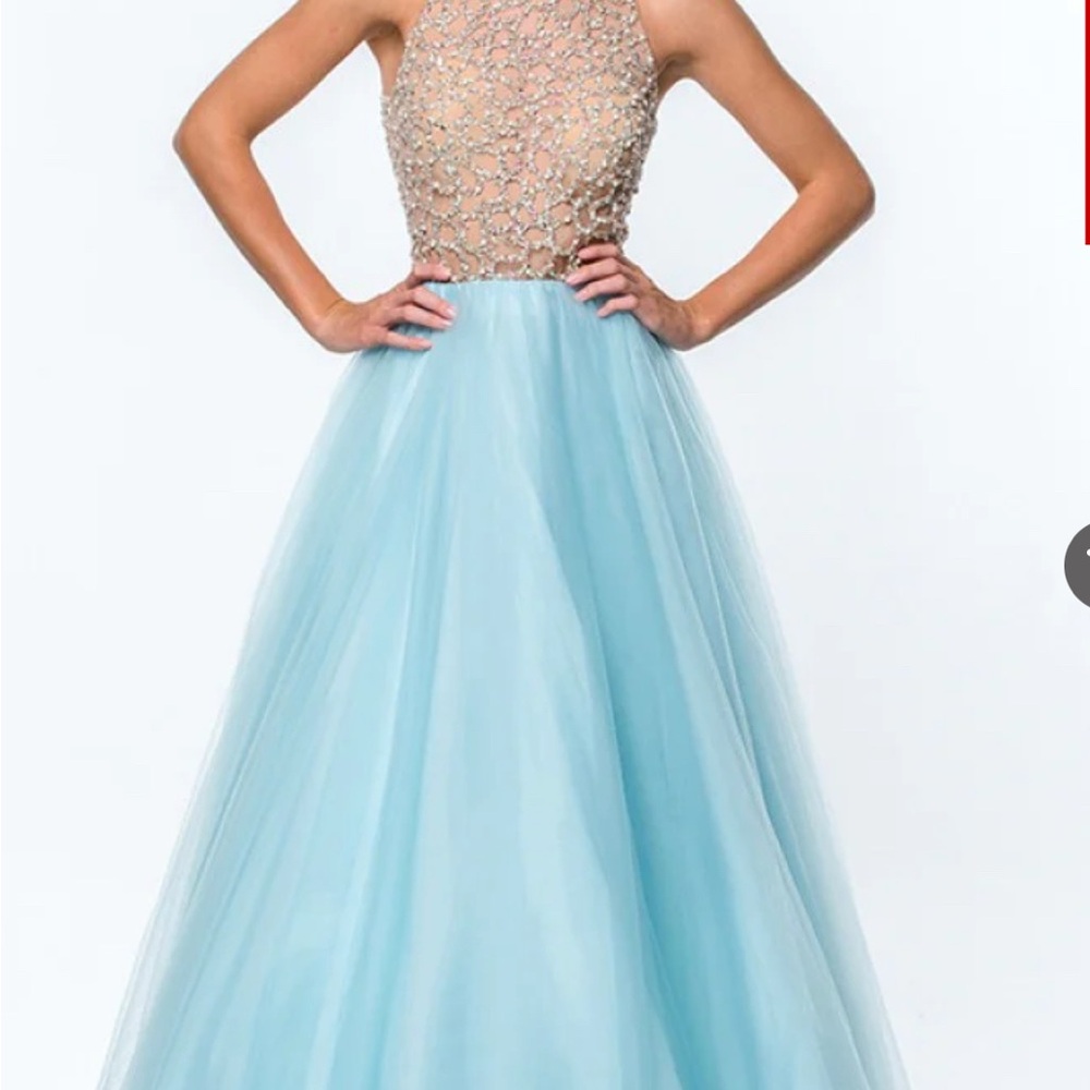Terani Couture Gold Embellished Bustier Gown Prom